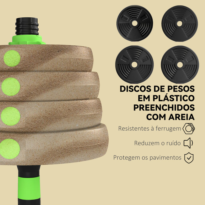 Conjunto de Halteres Ajustáveis 3 em 1 30 kg Conjunto de Pesos com Barras de Conexão e Pegas Antiderrapantes Pesos e Halteres para Exercício de Fitness Ginásio em Casa
