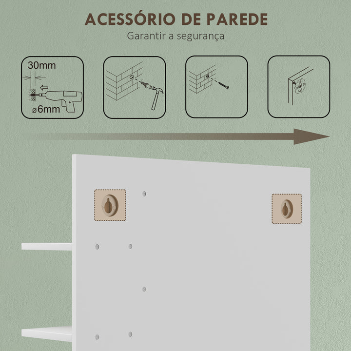 Espelho de Casa de Banho Espelho de Parede Moderno e Retangular com 4 Prateleiras de Armazenamento para Maquilhagem Vestuário 45x15x58,5 cm Branco