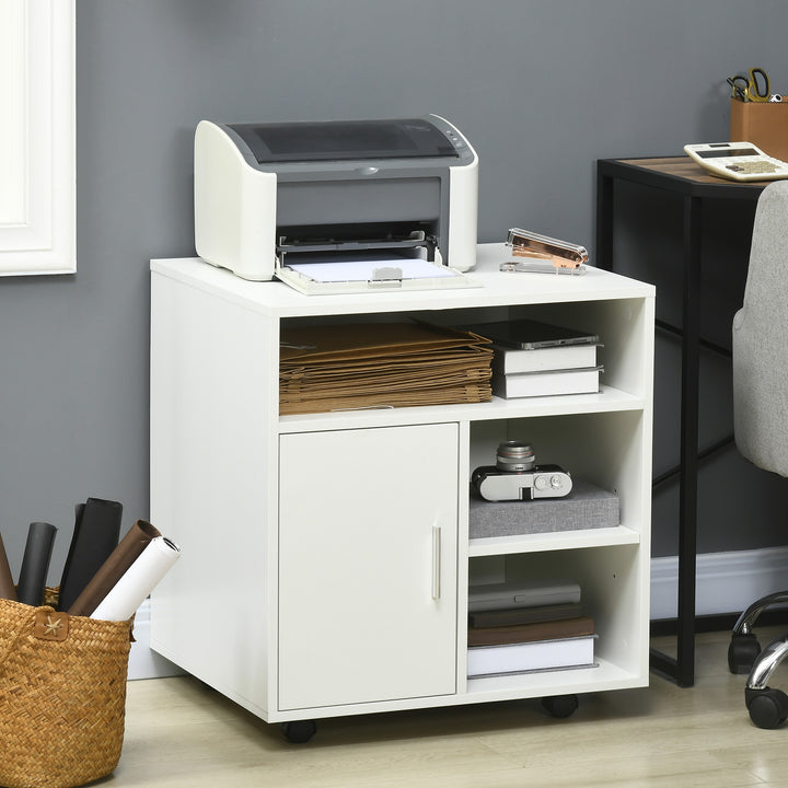 Armário para Escritório de Impressora com Espaço de Armazenamento e Rodas 60x50x65.5 cm