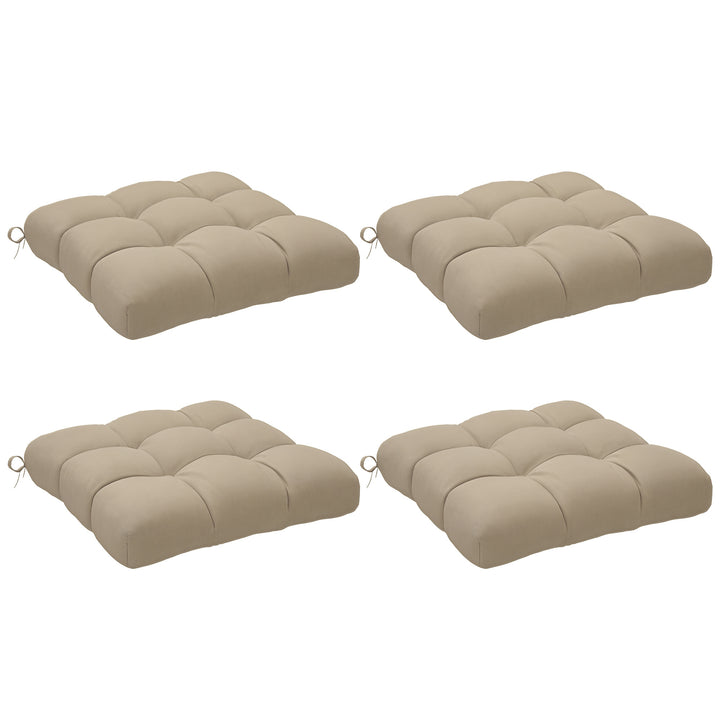 Conjunto de Almofadas para Cadeiras de Jantar 48x48x10 cm Jogo de 4 Peças Almofadas para Cadeiras de Jardim Impermeáveis e Anti-UV com 2 Fitas de Fixação Caqui