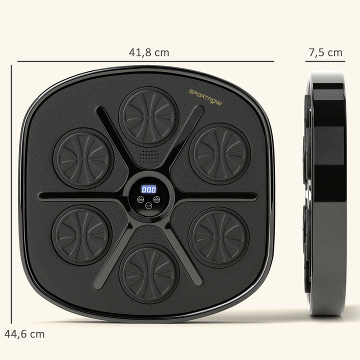 Máquina de Boxe Musical com 9 Modos de Velocidade Luvas e Conexão Bluetooth Boxe Musical de Parede com Luzes LED para Adultos e Crianças em Casa Escritório Ginásio 41,8x44,6x7,5 cm Preto