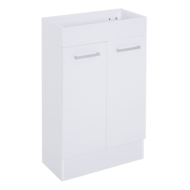 Móvel de Casa de Banho com Lavatório Cerâmico Móvel de Casa de Banho de Parede com 2 Portas Estilo Moderno Carga 50 kg 50x86x25 cm Branco