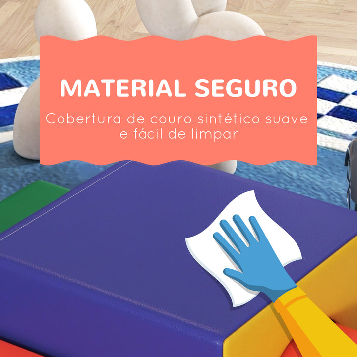 Conjunto de 4 Blocos de Espuma para Crianças de 1-3 Anos Figuras de Construção Brinquedo de Aprendizagem Infantil Estofado em PU 150x50x39cm Multicor