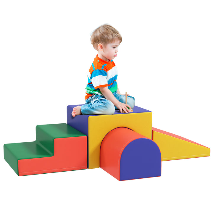 Conjunto de 4 Blocos de Espuma para Crianças de 1-3 Anos Figuras de Construção Brinquedo de Aprendizagem Infantil Estofado em PU 150x50x39cm Multicor
