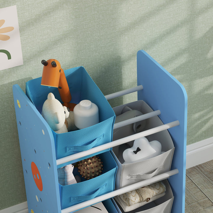 AIYPLAY Estante para Brinquedos com 6 Caixas de Tecido não Tecido Amovíveis Organizador de Brinquedos para Dormitório Escola Infantil 43x30x60 cm Azul