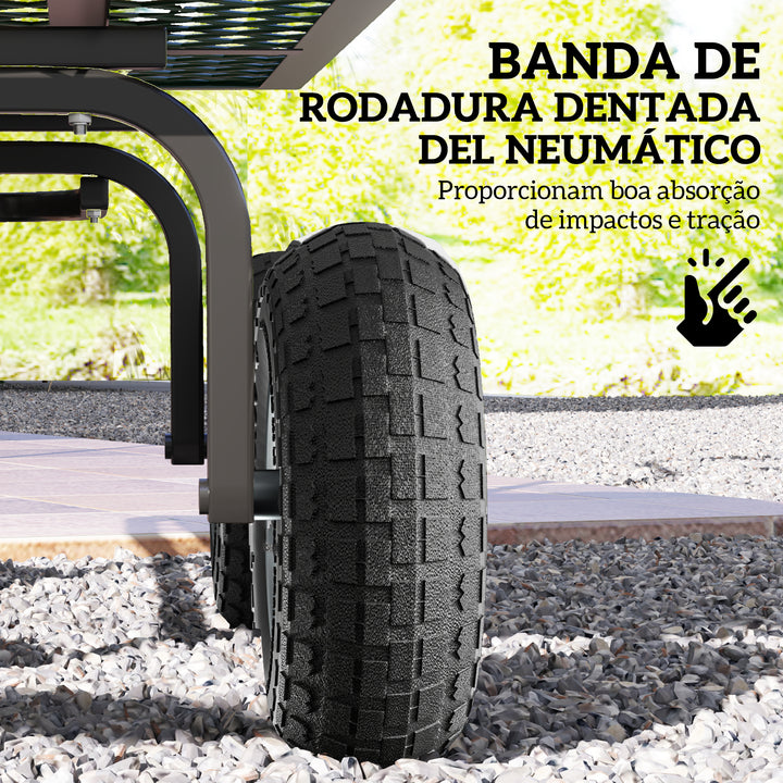 Conjunto de 4 Rodas para Carrinho Pneus de Borracha Ø255 x 75 mm Rodas de Substituição Eixo de 16 mm Carga 80 kg para Carrinhos de Mão e Jardim Preto