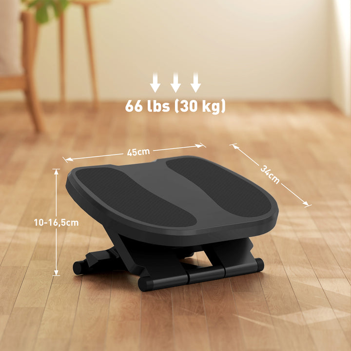 Apoio para os Pés com Superfície Texturizada Apoio para os Pés com Inclinação de 0-30° Massagem e Altura Ajustável em 3 Níveis para Escritório 45x34x10-16,5 cm Cinza