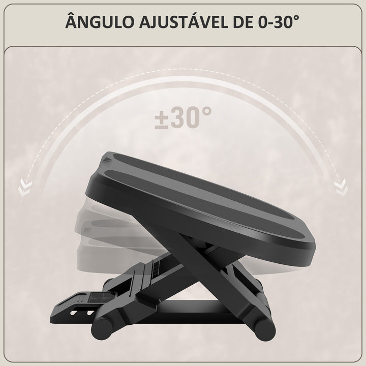 Apoio para os Pés com Superfície Texturizada Apoio para os Pés com Inclinação de 0-30° Massagem e Altura Ajustável em 3 Níveis para Escritório 45x34x10-16,5 cm Cinza