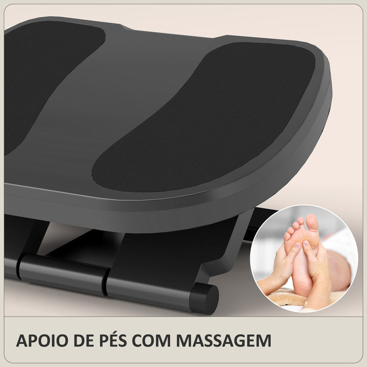 Apoio para os Pés com Superfície Texturizada Apoio para os Pés com Inclinação de 0-30° Massagem e Altura Ajustável em 3 Níveis para Escritório 45x34x10-16,5 cm Cinza