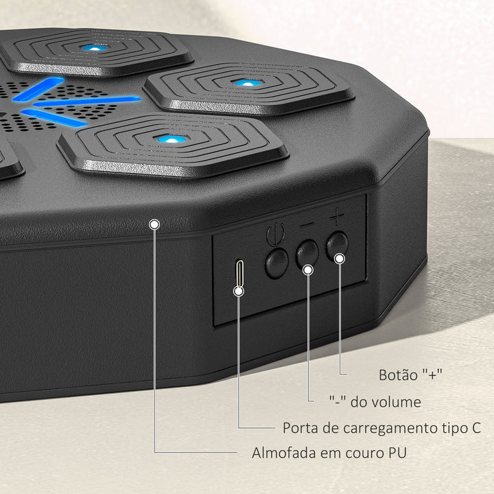 Máquina de Boxe Musical de Parede com Conexão Bluetooth e Luzes LED, para Adultos e Crianças em Casa, Escritório ou Ginásio