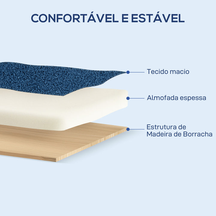 Sofá de 2 Lugares Estofado em Borreguito Sofá de Sala de Estar de 118 cm com Acolchoado Espesso Apoios de Braço e Pés de Madeira para Quarto Sala de Estar 118x76x78 cm Azul