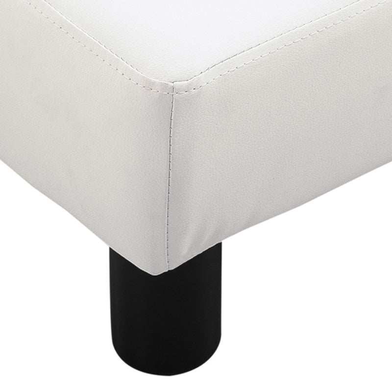 Apoio para os Pés Octomano Banco Pequeno Estofado em Pele Sintética com Assento Acolchoado de Espuma e Pés de Plástico para Sala de Estar Dormitório 40x30x24 cm Branco