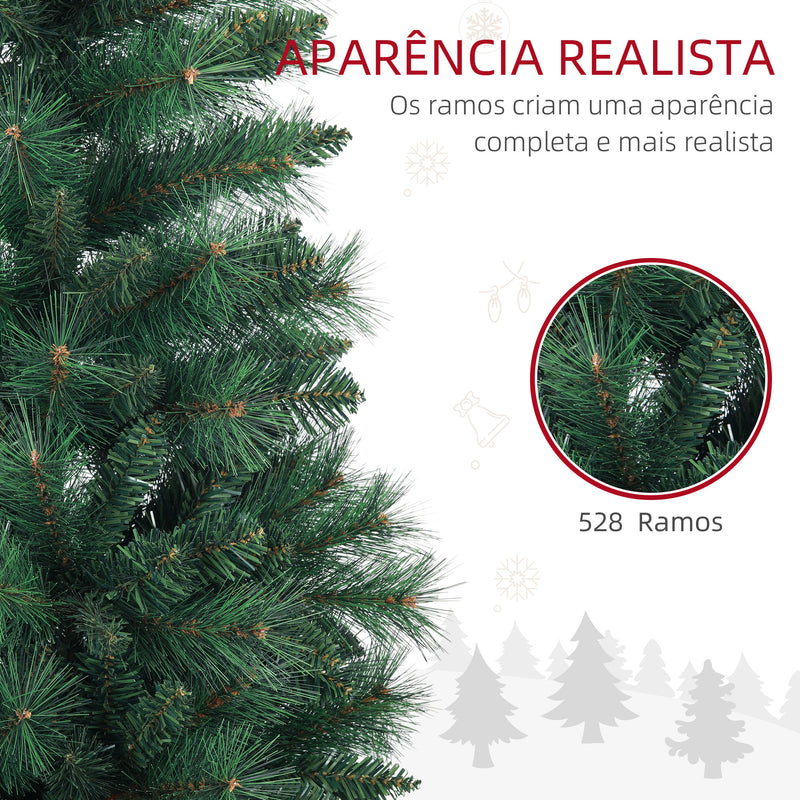 Árvore de Natal 180 cm Árvore de Natal Artificial com 528 Ramos e Suporte de Metal Árvore de Natal para Sala Interior Verde