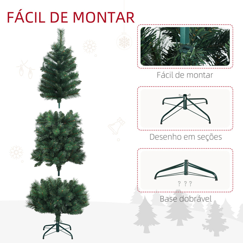 Árvore de Natal 180 cm Árvore de Natal Artificial com 528 Ramos e Suporte de Metal Árvore de Natal para Sala Interior Verde