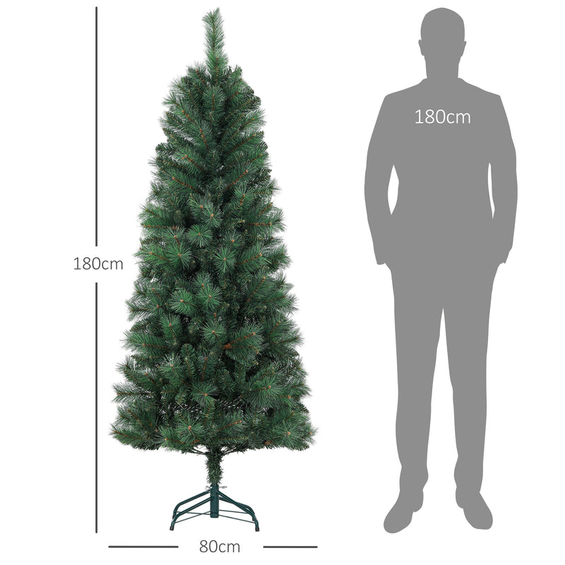 Árvore de Natal 180 cm Árvore de Natal Artificial com 528 Ramos e Suporte de Metal Árvore de Natal para Sala Interior Verde