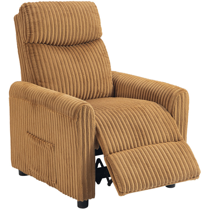 Poltrona Relax Reclinável Poltrona Reclinável Manual Estofada em Veludo Instalação Rápida Apoio para Pés Acolchoamento Grosso Para Sala de Estar Quarto Escritório 73x86x100 cm Marrom