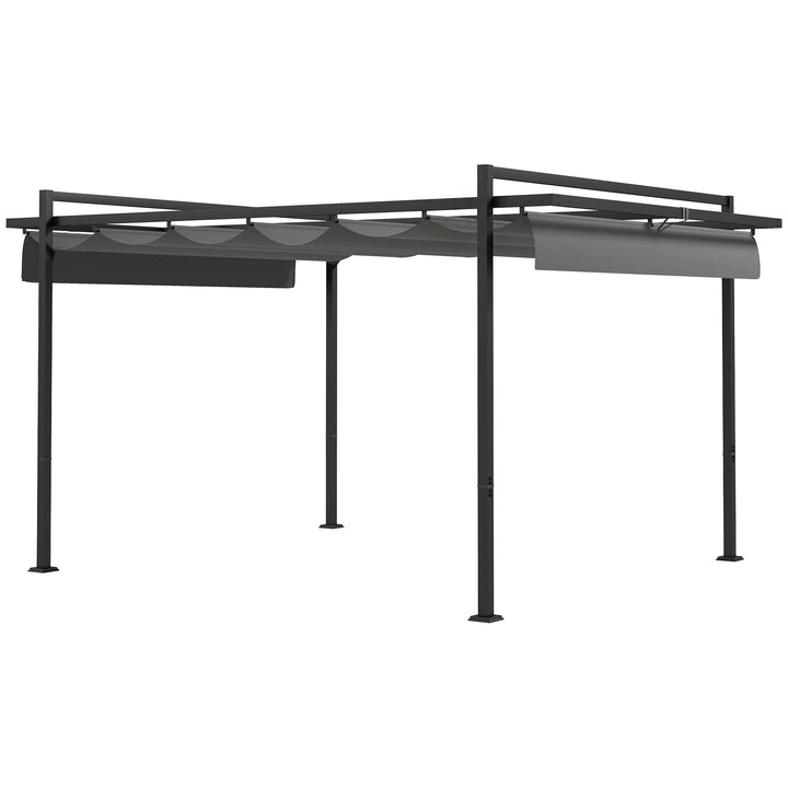 Pérgola 3x4 Pérgola de Jardim com Teto Retrátil de Poliéster e 12 Orifícios de Drenagem Pérgola para Pátio Varanda Exterior Cinza