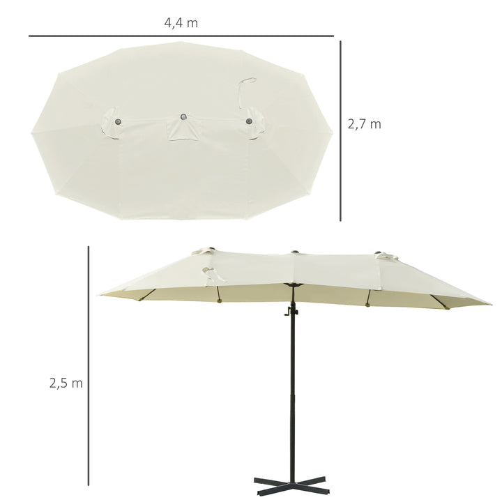 Guarda-sol de Jardim Duplo com Manivela 270x460x250 cm, Bege