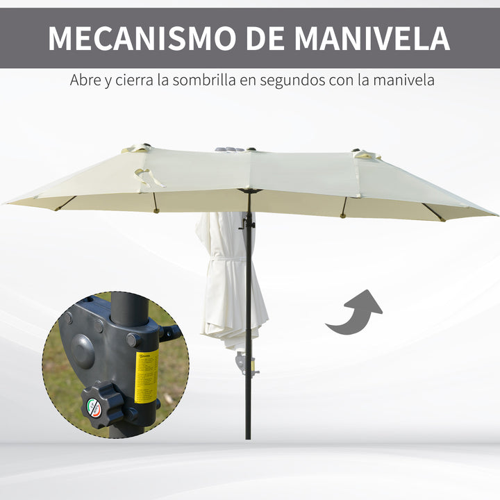 Guarda-sol de Jardim Duplo com Manivela 270x460x250 cm, Bege