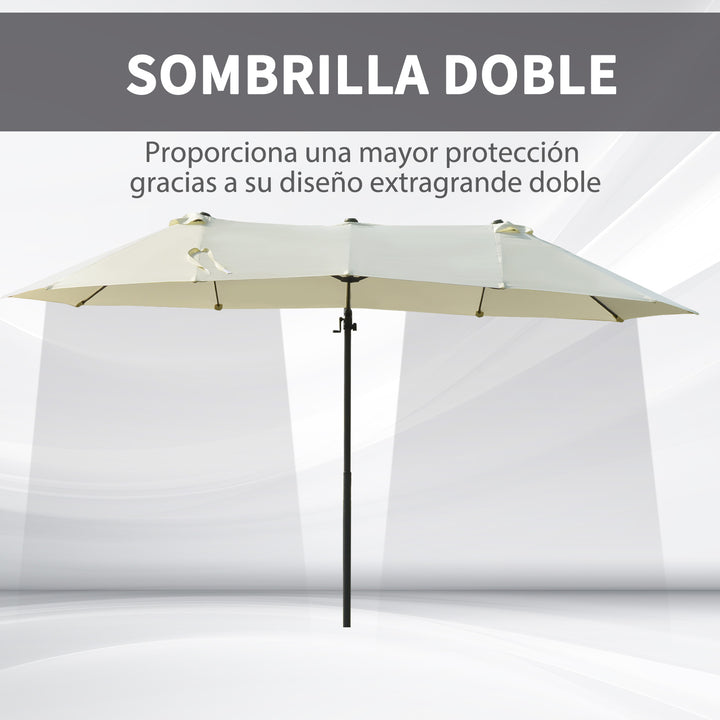 Guarda-sol de Jardim Duplo com Manivela 270x460x250 cm, Bege