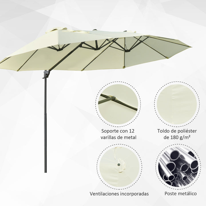 Guarda-sol de Jardim Duplo com Manivela 270x460x250 cm, Bege