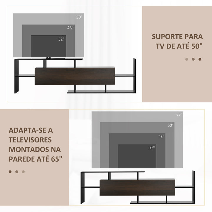 Móvel de TV Moderno Móvel de Sala de Estar para Televisores 153,6x25x42cm e Prateleira de Parede 150x14,5x16,3 cm Preto