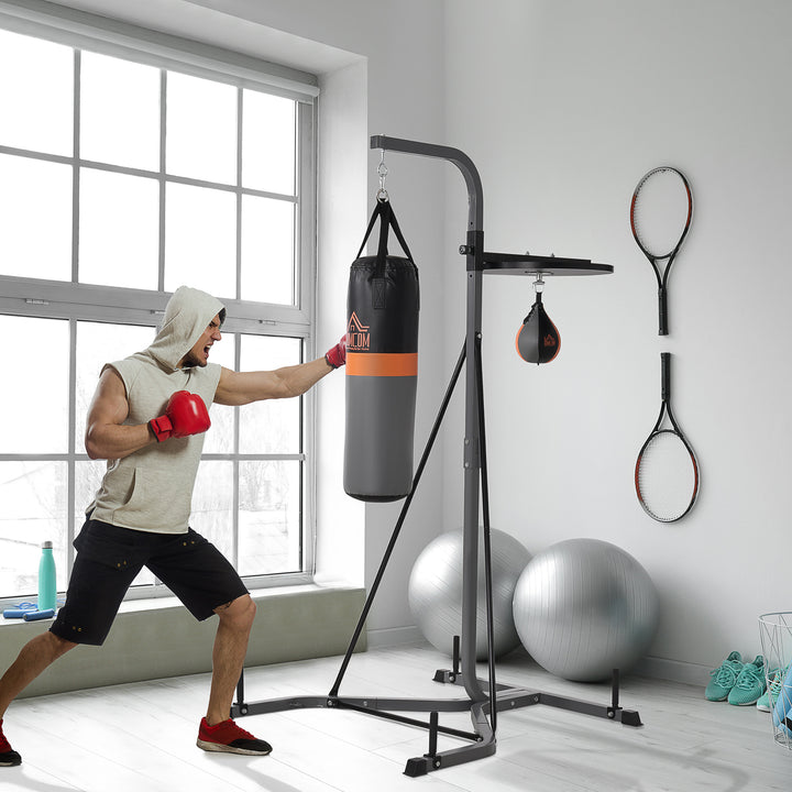 Saco de boxe com suporte ajustável em altura em 4 níveis 166,5cm - 181,5cm inclui Velocidade da bola 104x156x202cm