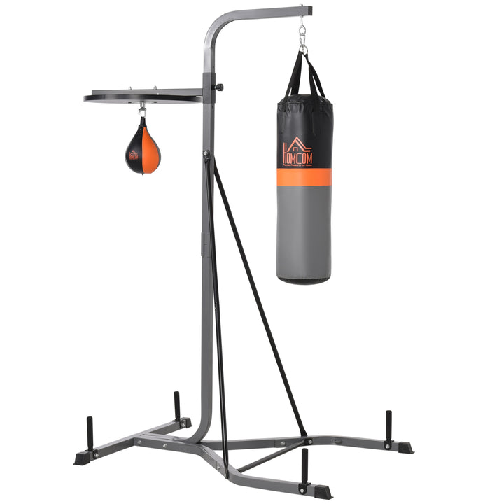 Saco de boxe com suporte ajustável em altura em 4 níveis 166,5cm - 181,5cm inclui Velocidade da bola 104x156x202cm