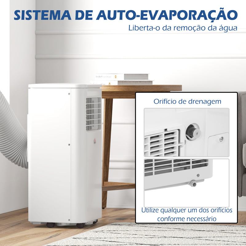 Ar Condicionado Portátil 7000 BTU 760 W com Ecrã LED Controlo Remoto Temporizador para 8-15 m² 30x34x69,4 cm Branco