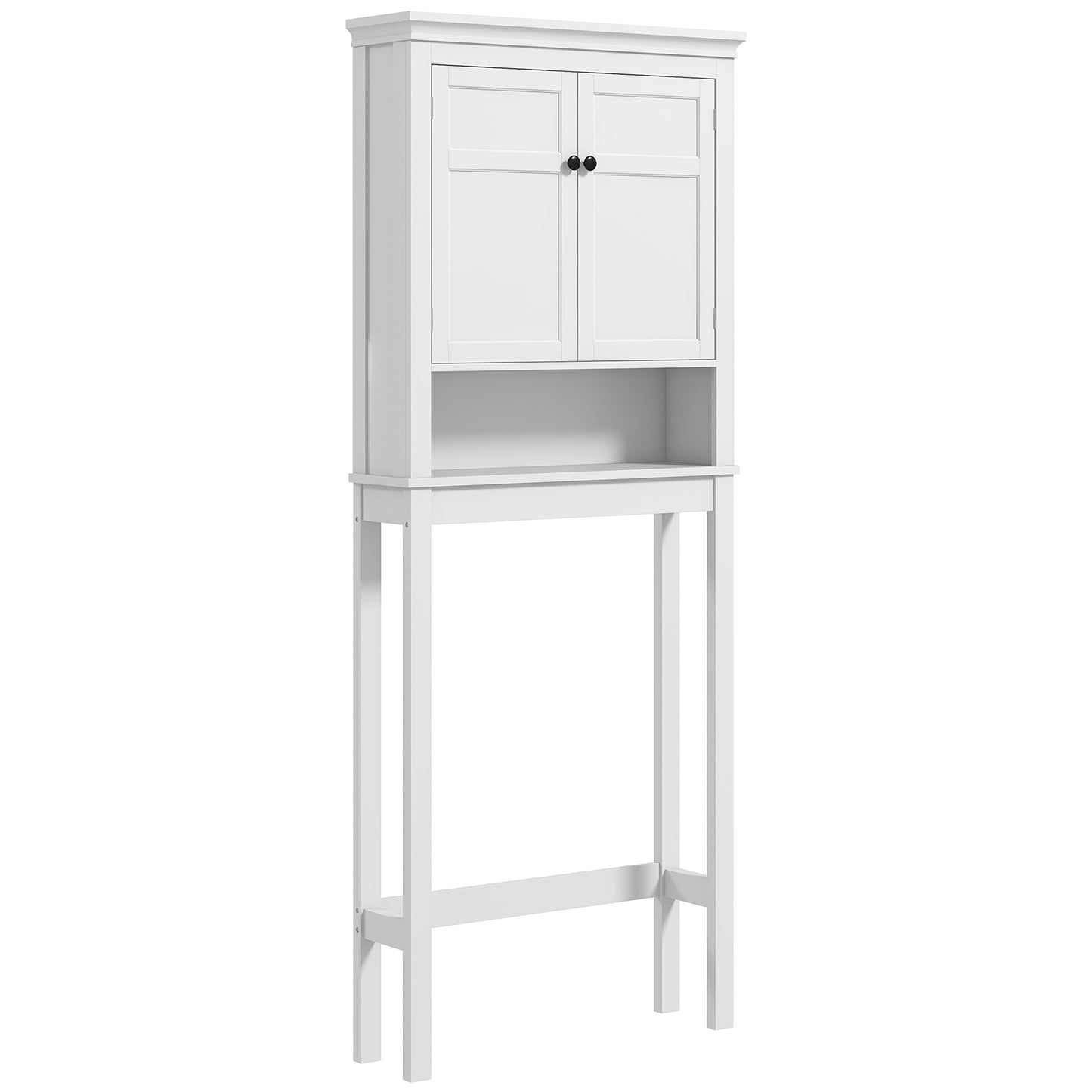 Móvel sobre Sanita Armário para Máquina de Lavar Roupa com 2 Portas Compartimento e Prateleira Ajustável Móvel para Casa de Banho 70x20x175 cm Branco