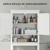 Móvel sobre Sanita Armário para Máquina de Lavar Roupa com 2 Portas Compartimento e Prateleira Ajustável Móvel para Casa de Banho 70x20x175 cm Branco