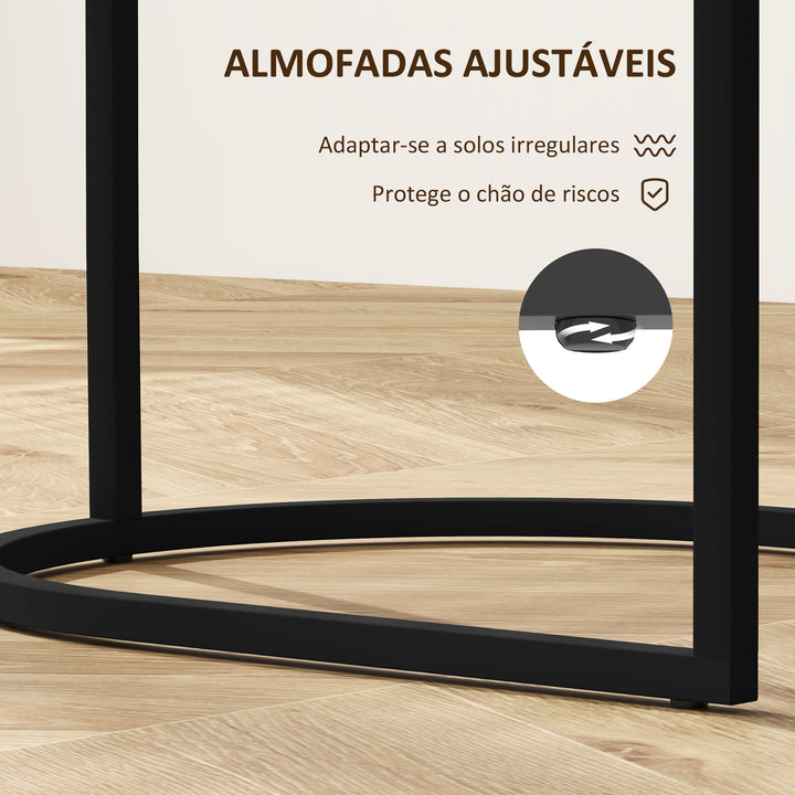 Mesas Auxiliares para Sala de Estar Conjunto de 2 Mesas com Estrutura de Aço Mesas de Centro Pequenas para Escritório Sala de Estar Marrom Rústico