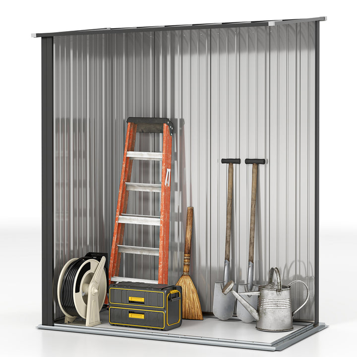 Abrigo de Jardim 1,34m² 161,5x94,5x196 cm Abrigo de Exterior de Aço Galvanizado com Porta e Fechadura para Armazenamento de Ferramentas Preto