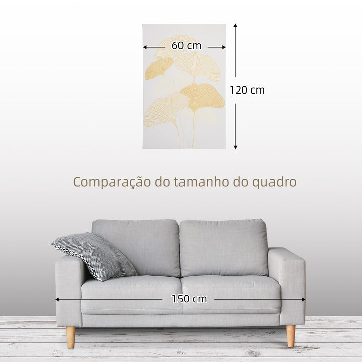 Pintura em Tela Folhas de Ginkgo Biloba 90x60cm Impressão Artística para Decoração de Parede na Sala de Estar Quarto de Escritório