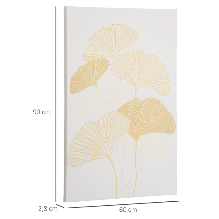 Pintura em Tela Folhas de Ginkgo Biloba 90x60cm Impressão Artística para Decoração de Parede na Sala de Estar Quarto de Escritório