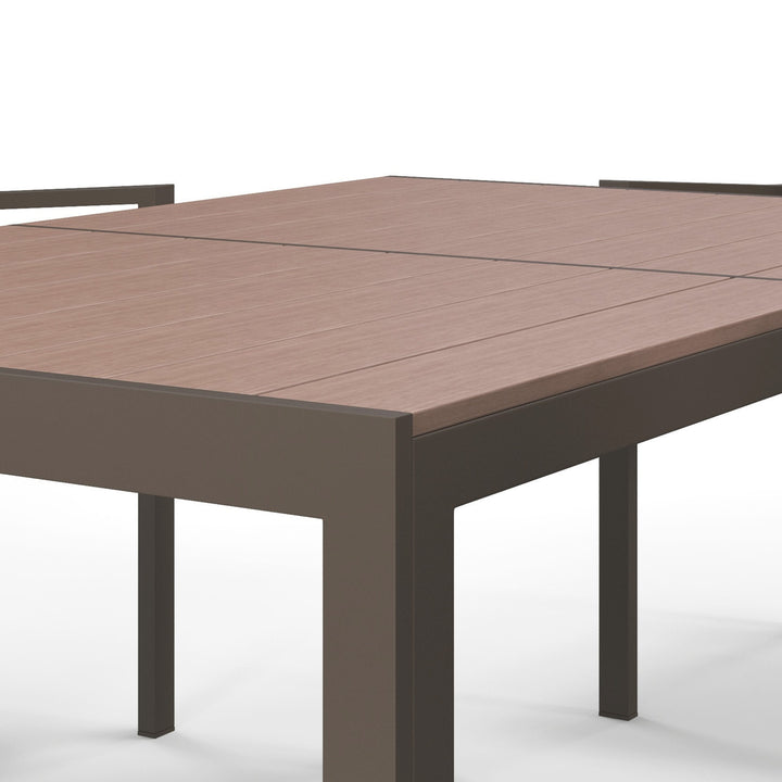 Conjunto de Refeição de Exterior de 7 Peças Conjunto de Mesa e 6 Cadeiras de Jardim com Cadeiras Empilháveis e Estrutura de Aço para Terraço Pátio Cáqui