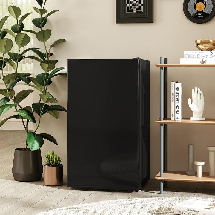 Mini Frigorífico 91L de Capacidade Frigorífico Elétrico Pequeno com Prateleira Ajustável Compartimento Congelador e Porta Reversível Silencioso 41dB 47,5x44,2x84 cm Preto