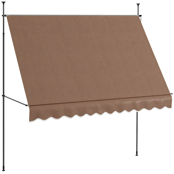 Toldo Manual Retrátil com Manivela 300x120x210-300 cm Toldo para Varanda com Altura Ajustável Impermeável e Anti-UV para Jardim Terraço Cinza Escuro