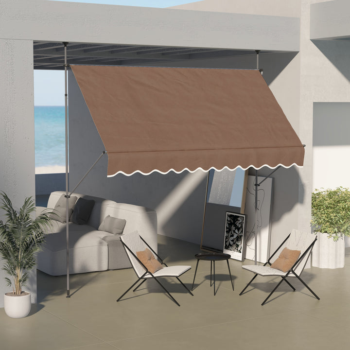 Toldo Manual Retrátil com Manivela 300x120x210-300 cm Toldo para Varanda com Altura Ajustável Impermeável e Anti-UV para Jardim Terraço Cinza Escuro