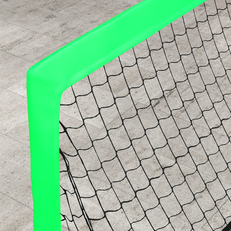 Conjunto de 2 Balizas de Futebol para Crianças Balizas de Futebol Dobráveis com Luz LED Postes de Fibra de Vidro e Bolsa de Transporte para Jardim Parque 120x90x90 cm Verde