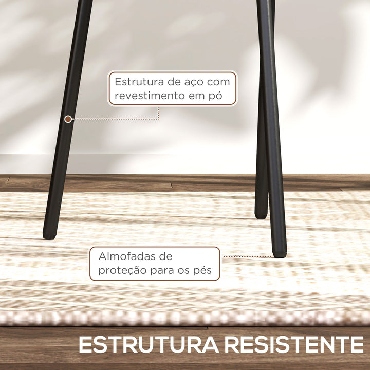 Conjunto de 2 Cadeiras de Sala de Jantar Cadeiras de Cozinha com Encosto em Vime Sintético e Estrutura de Aço para Sala de Jantar 44x54x87 cm Cinza e Preto