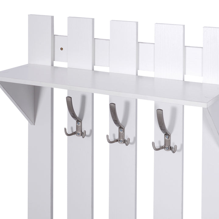 Móvel Cabide de Entrada com Espelho Ganchos e Sapateira Móvel de Entrada com 3 Ganchos Prateleira e 2 Gavetas para Corredor Branco