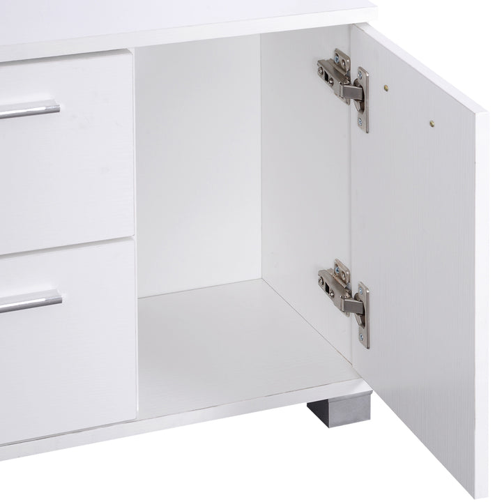 Móvel Cabide de Entrada com Espelho Ganchos e Sapateira Móvel de Entrada com 3 Ganchos Prateleira e 2 Gavetas para Corredor Branco