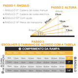 Rampa para Cadeira de Rodas Dobrável de Liga Alumínio 122 Rampa Portátil com Autocolantes Reflectores Carga 272 kg 91x73,6x5,1 cm Preto