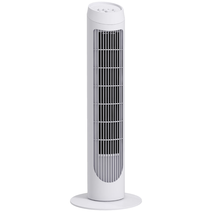 Ventoinha de Coluna 45W Ventoinha de Coluna Silenciosa com 3 Velocidades e Oscilação 70° para Sala Quarto Escritório Ø27x75 cm Branco