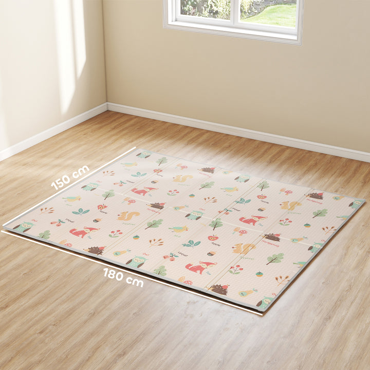Tapete de Brincar para Bebés Tapete de Bebés Acolchoado e Dobrável 176,5x148x1 cm Reversível Impermeável com Bolsa de Transporte Multicor