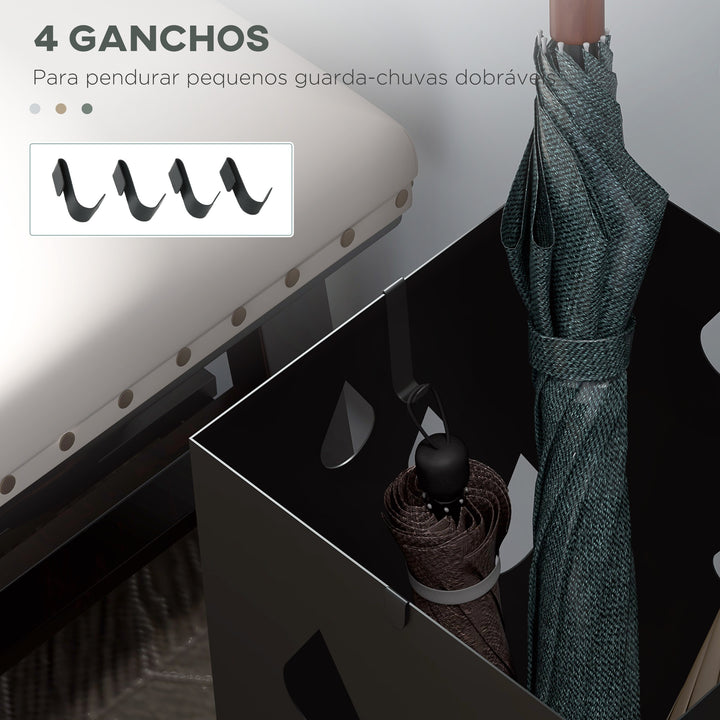 HOMOM Suporte para Guarda-Chuvas Branco com 4 Gavetas e Bandeja de Gotejamento Amovível Porta Guarda-Chuvas para Corredor Entrada 15,5x15,5x41 cm