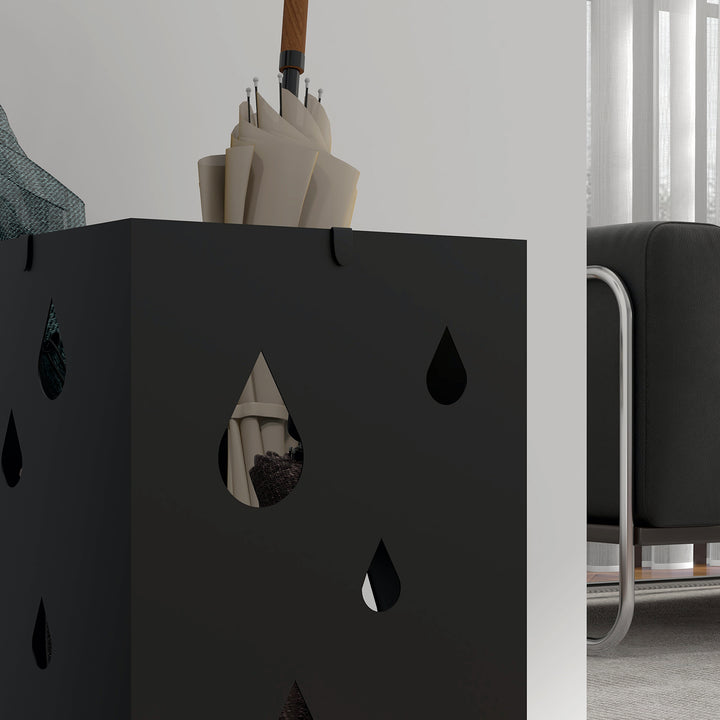 HOMOM Suporte para Guarda-Chuvas Branco com 4 Gavetas e Bandeja de Gotejamento Amovível Porta Guarda-Chuvas para Corredor Entrada 15,5x15,5x41 cm