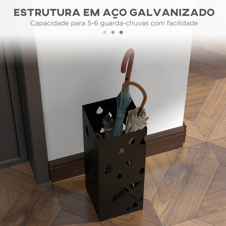 HOMOM Suporte para Guarda-Chuvas Branco com 4 Gavetas e Bandeja de Gotejamento Amovível Porta Guarda-Chuvas para Corredor Entrada 15,5x15,5x41 cm