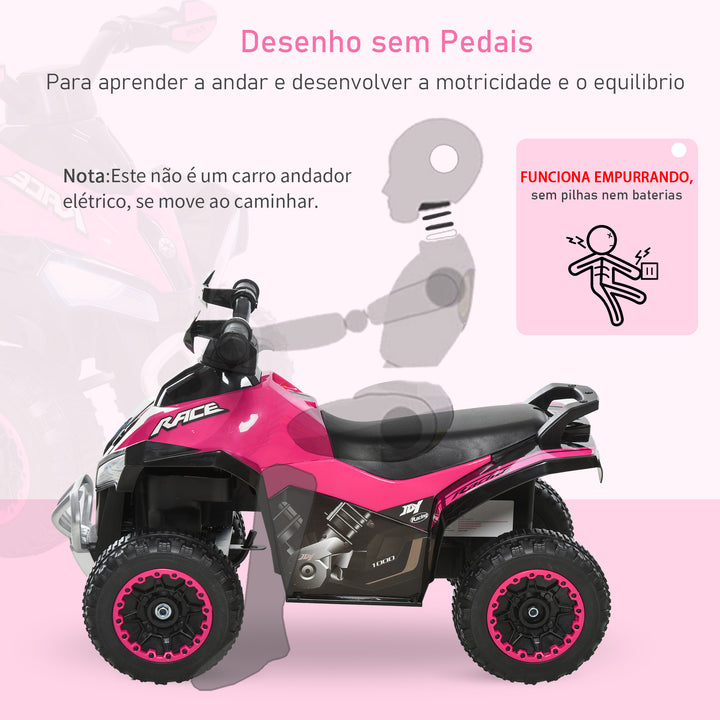 Quadriciclo para crianças acima de 18 meses com função de luz e música Suporta até 20 kg 67,5x38x44 cm Rosa